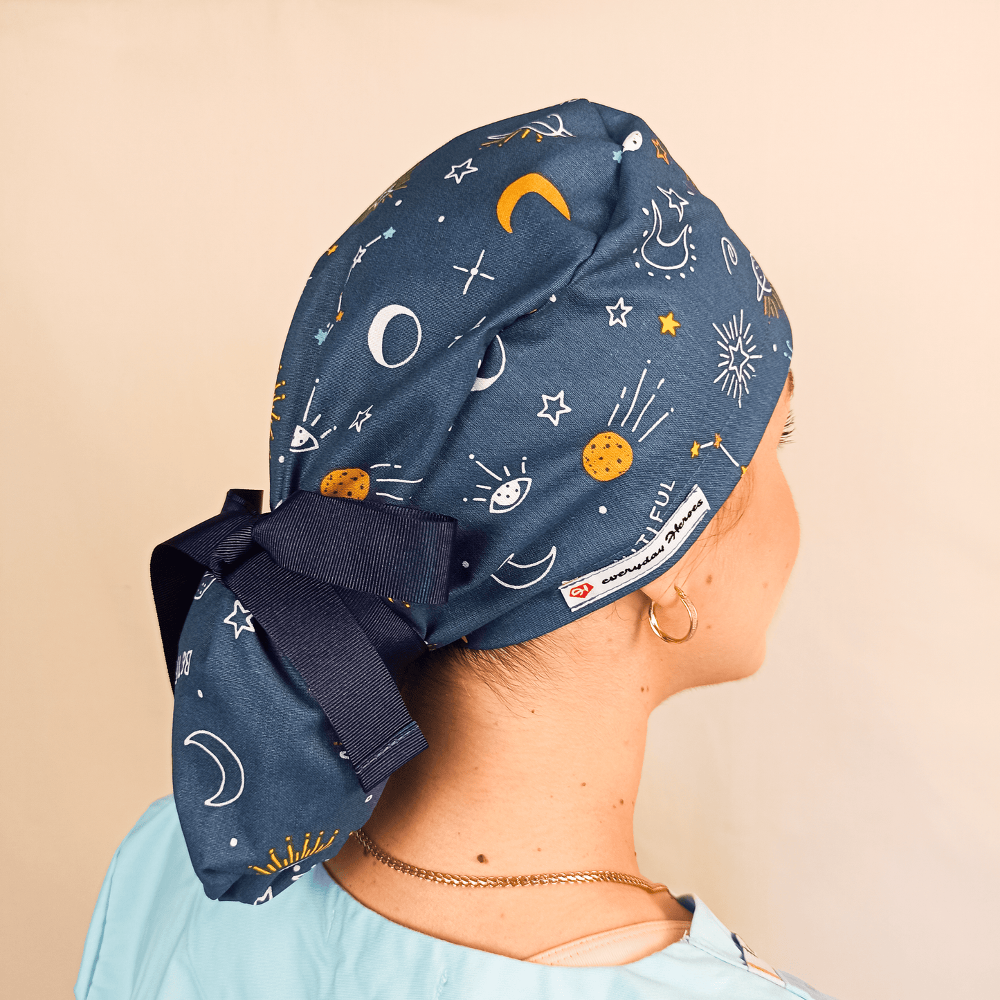 Ponytail Scrub Caps For Women Stellar Celestial - Space Scrub Cap For Nurse - [scrub_hat]-[scrub_cap_for_women]-[surgical_cap]