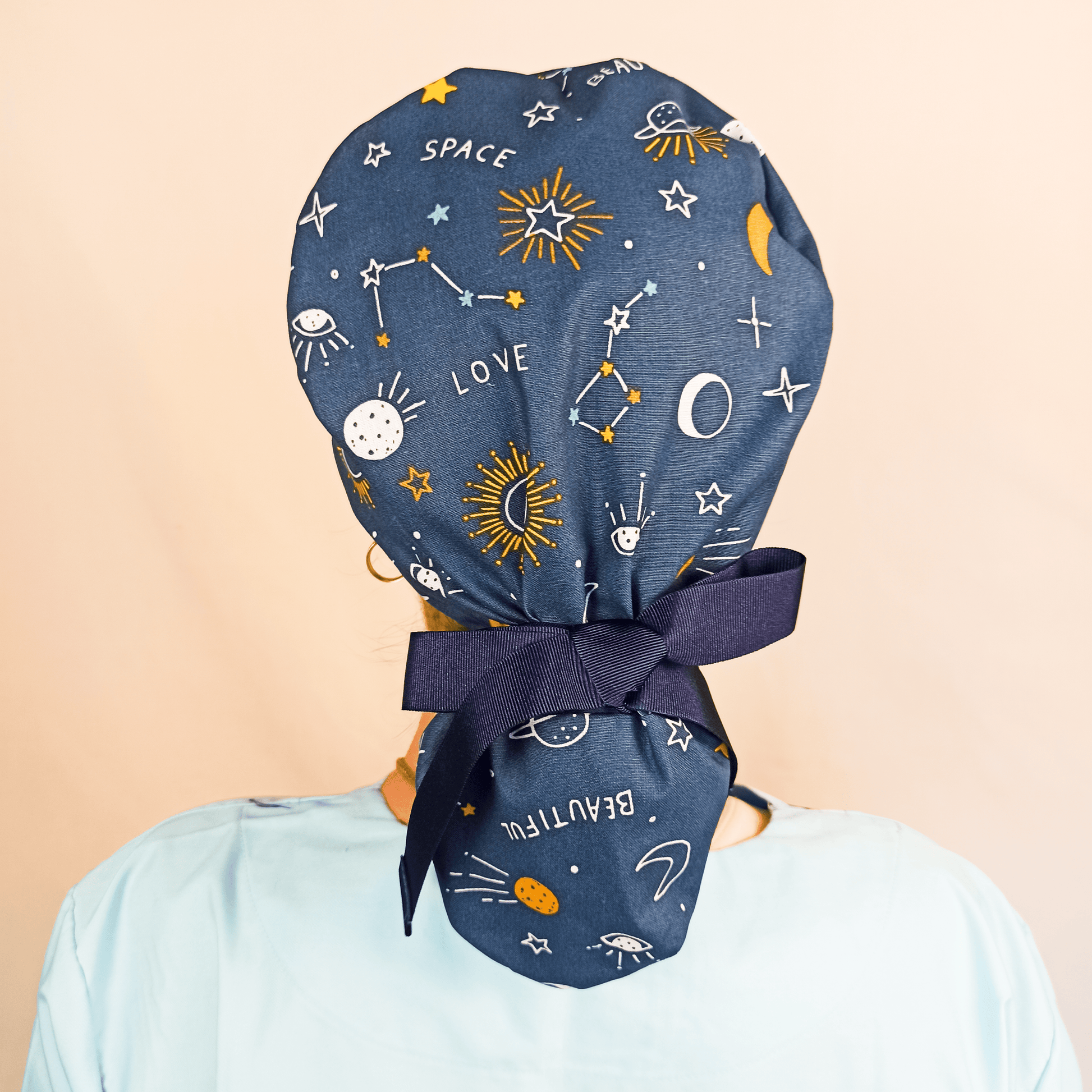 Ponytail Scrub Caps For Women Stellar Celestial - Space Scrub Cap For Nurse - [scrub_hat]-[scrub_cap_for_women]-[surgical_cap]