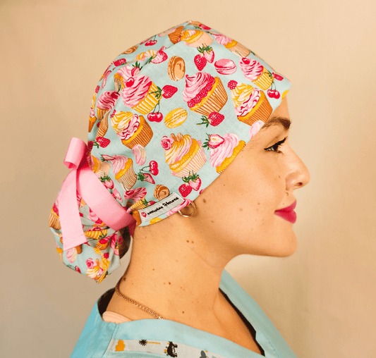 Cupcakes Ponytail Scrub Cap - Surgical Cap for Women - [scrub_hat]-[scrub_cap_for_women]-[surgical_cap]