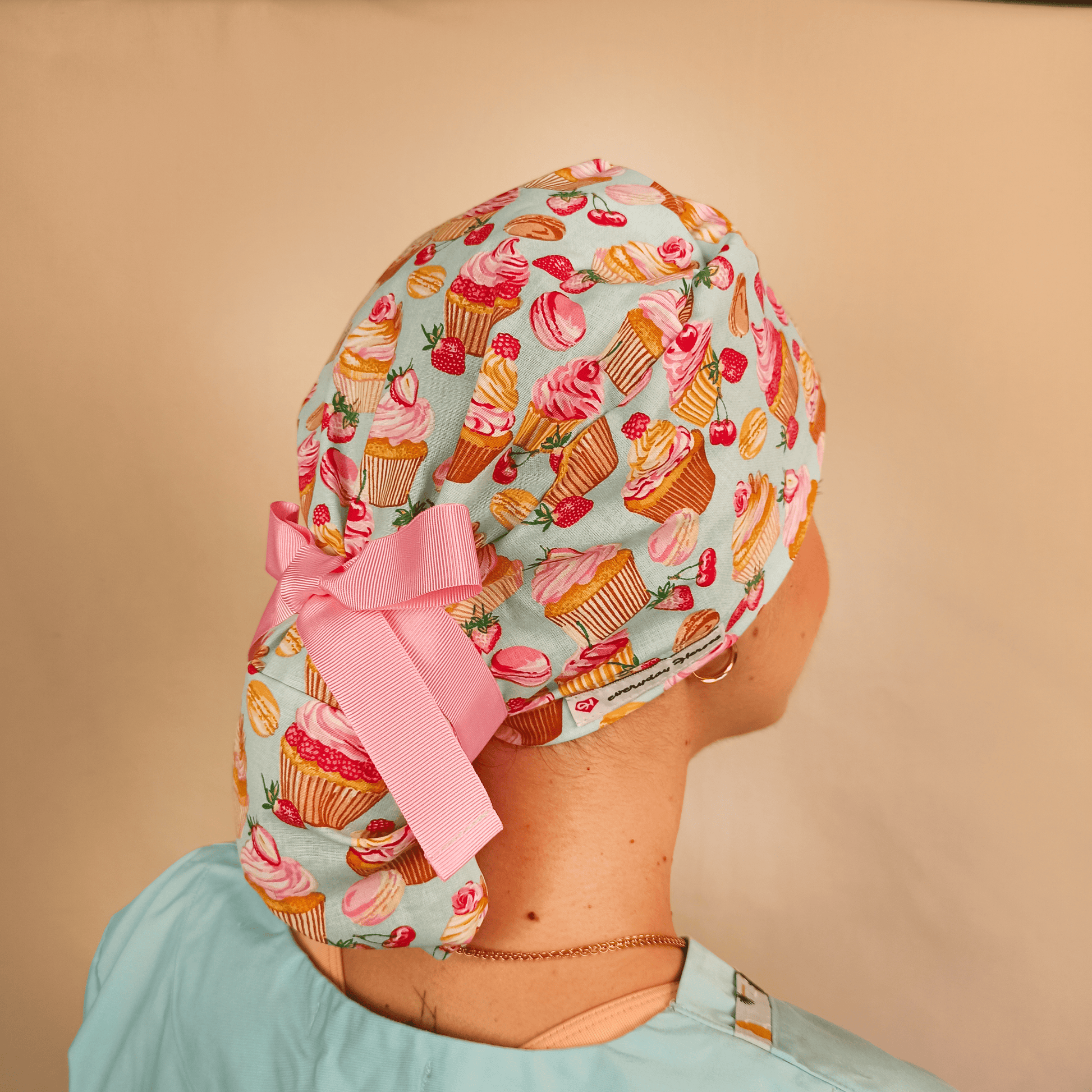 Cupcakes Ponytail Scrub Cap - Surgical Cap for Women - [scrub_hat]-[scrub_cap_for_women]-[surgical_cap]