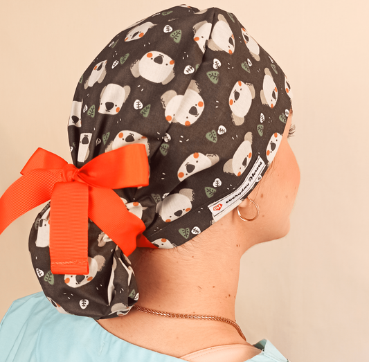 Koala Ponytail Scrub Cap - Optional Satin Lining - [scrub_hat]-[scrub_cap_for_women]-[surgical_cap]