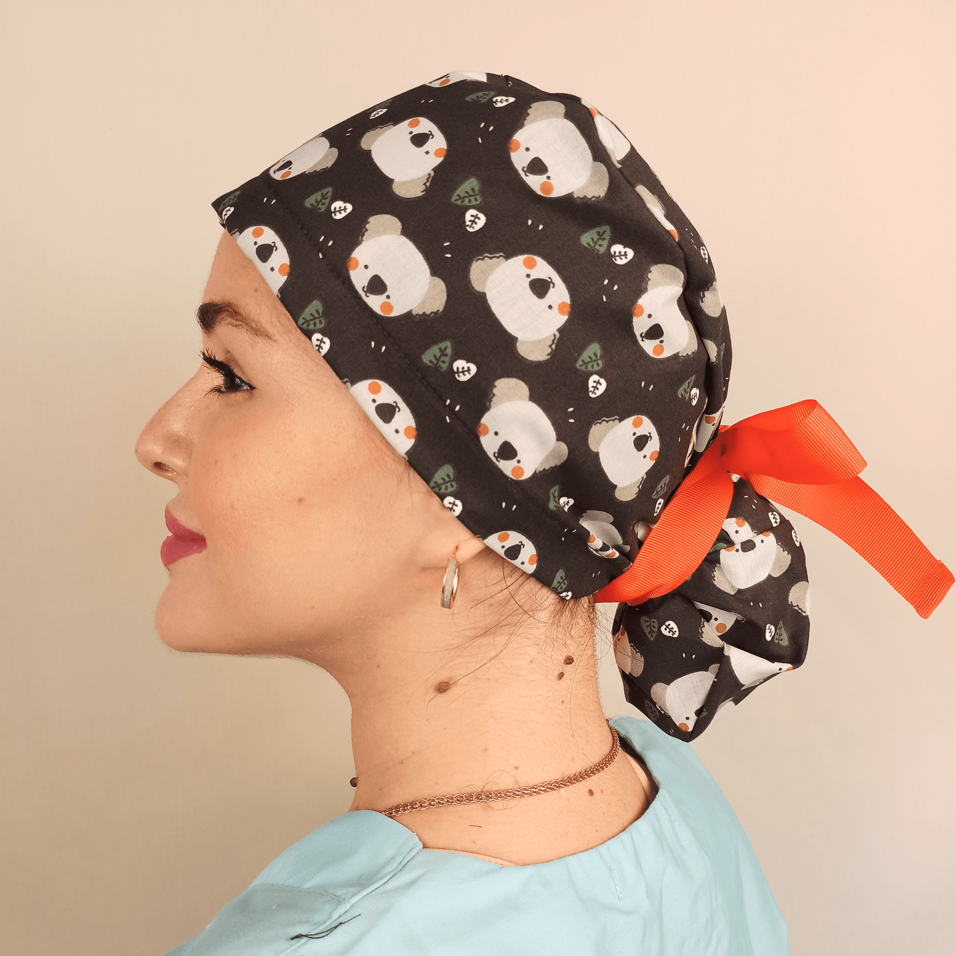 Koala Ponytail Scrub Cap - Optional Satin Lining - [scrub_hat]-[scrub_cap_for_women]-[surgical_cap]