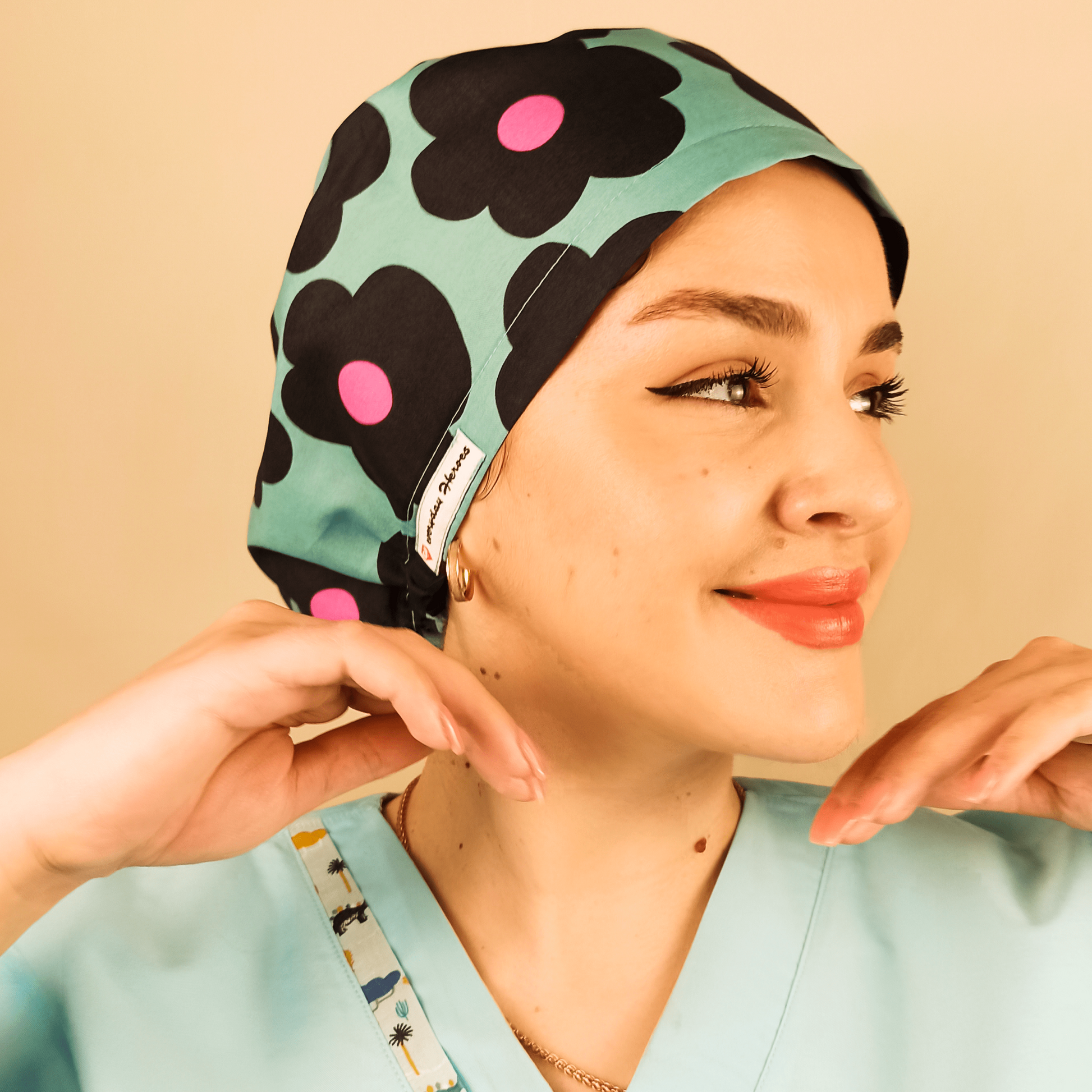 Scrub Cap Floral Daisies Surgical Cap Women Euro Hat For Nurses