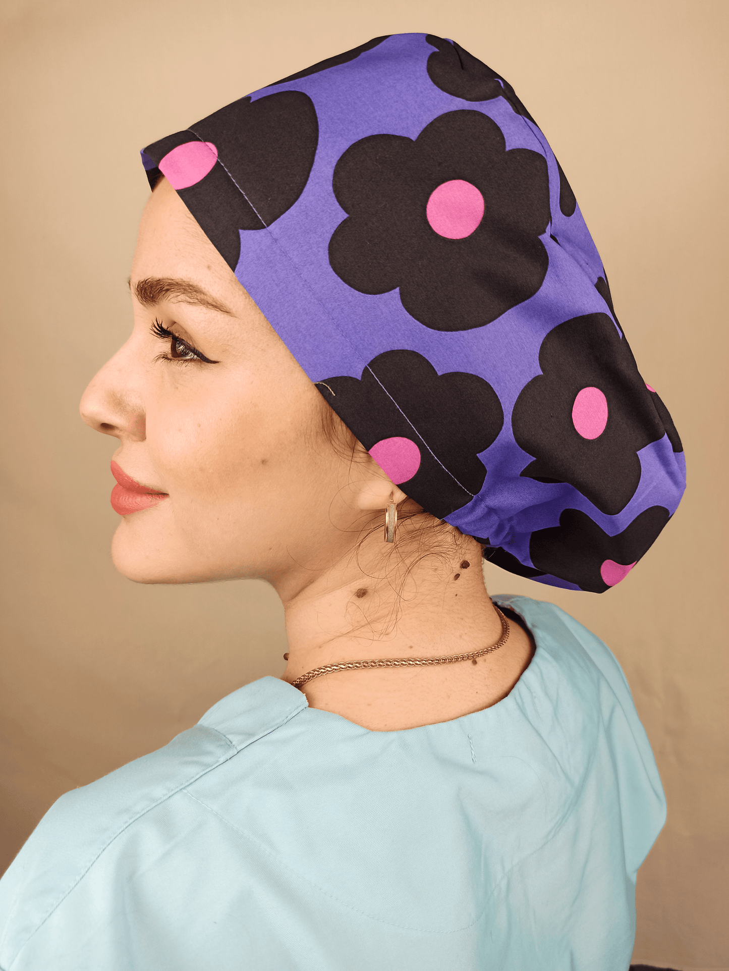 Scrub Cap Floral Daisies Surgical Cap Women Euro Hat For Nurses (Copy) - [scrub_hat]-[scrub_cap_for_women]-[surgical_cap]