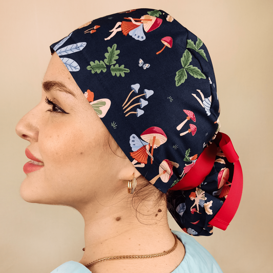 Fairytale in Mushroom Scrub Caps For Women,Ponytail Hat. - [scrub_hat]-[scrub_cap_for_women]-[surgical_cap]