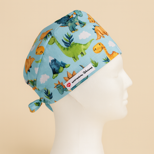 Men’s Dinosaur Surgeon Cap Fun Blue Doctor Custom Scrub Hat Gift - [scrub_hat]-[scrub_cap_for_women]-[surgical_cap]