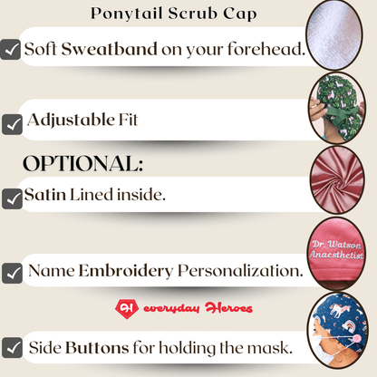 Leopard Ponytail Scrub Cap - [scrub_hat]-[scrub_cap_for_women]-[surgical_cap]