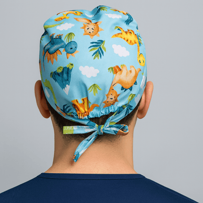 Men’s Dinosaur Surgeon Cap Fun Blue Doctor Custom Scrub Hat Gift - [scrub_hat]-[scrub_cap_for_women]-[surgical_cap]
