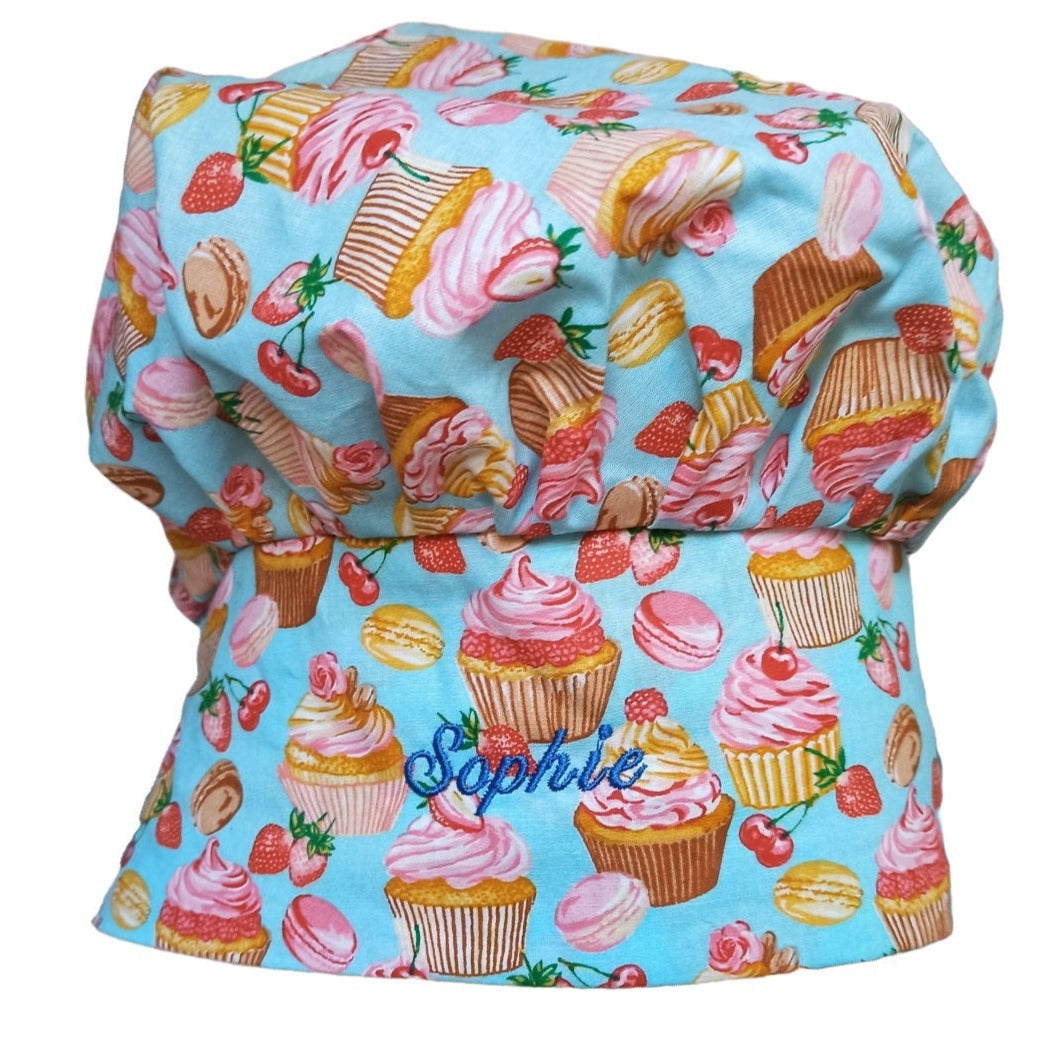 Custom  baker hat with embroidered name, perfect for pastry chefs, cupcake bakers, and cooking enthusiasts. Personalized chef hat ideal for bakeries, kitchens, or thoughtful baking gifts.