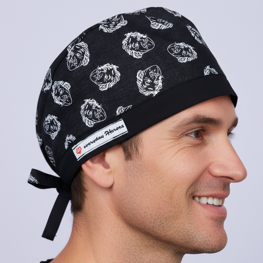 Einstein Face Unisex Scrub Cap - Fun Science Surgical Hat for Nurses