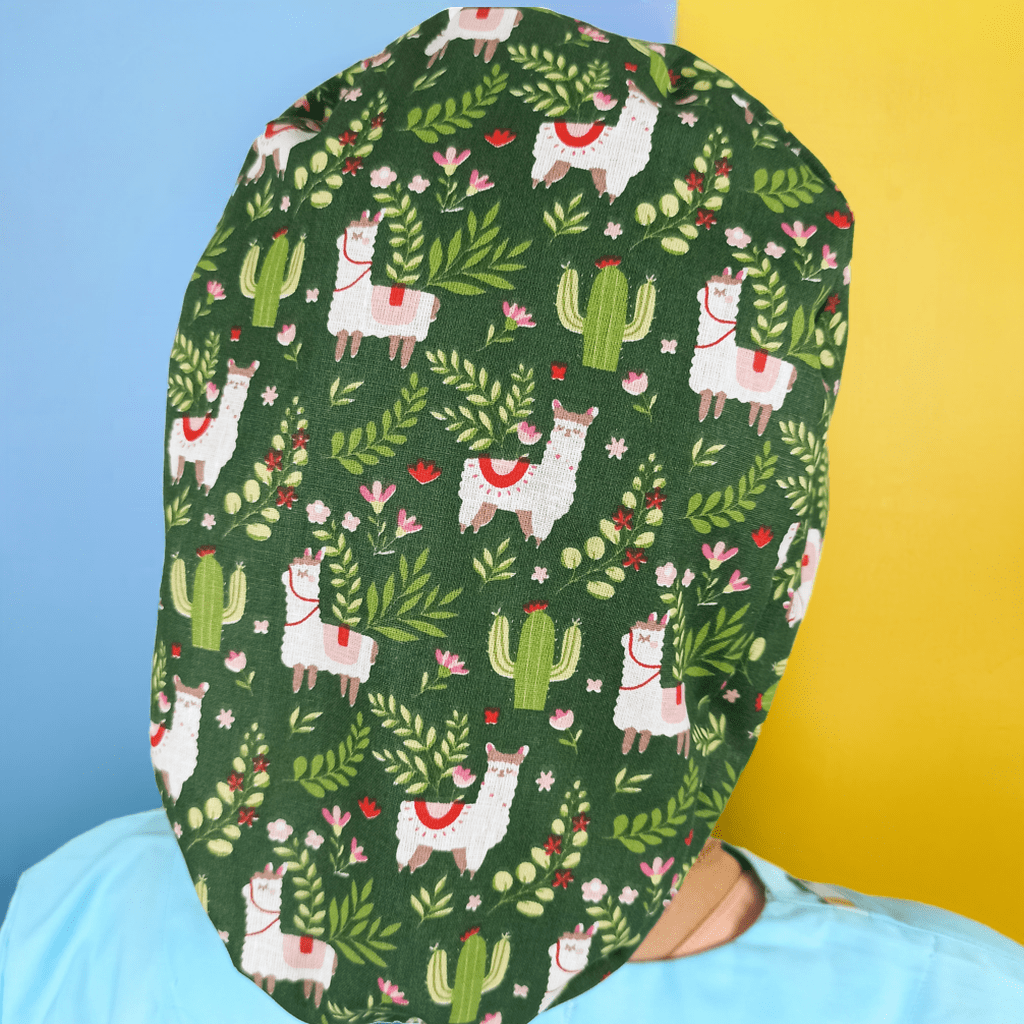 Scrub Cap Llama and Cactus - Satin Lined Cap Surgical Women with Animals (Copy) - [scrub_hat]-[scrub_cap_for_women]-[surgical_cap]