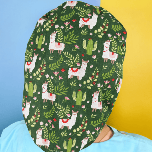 Scrub Cap Llama and Cactus - Satin Lined Cap Surgical Women with Animals (Copy) - [scrub_hat]-[scrub_cap_for_women]-[surgical_cap]