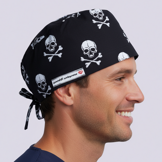 Male doctor profile - Skulls scrub cap - realistic skin with visible pores - 3000x3000px