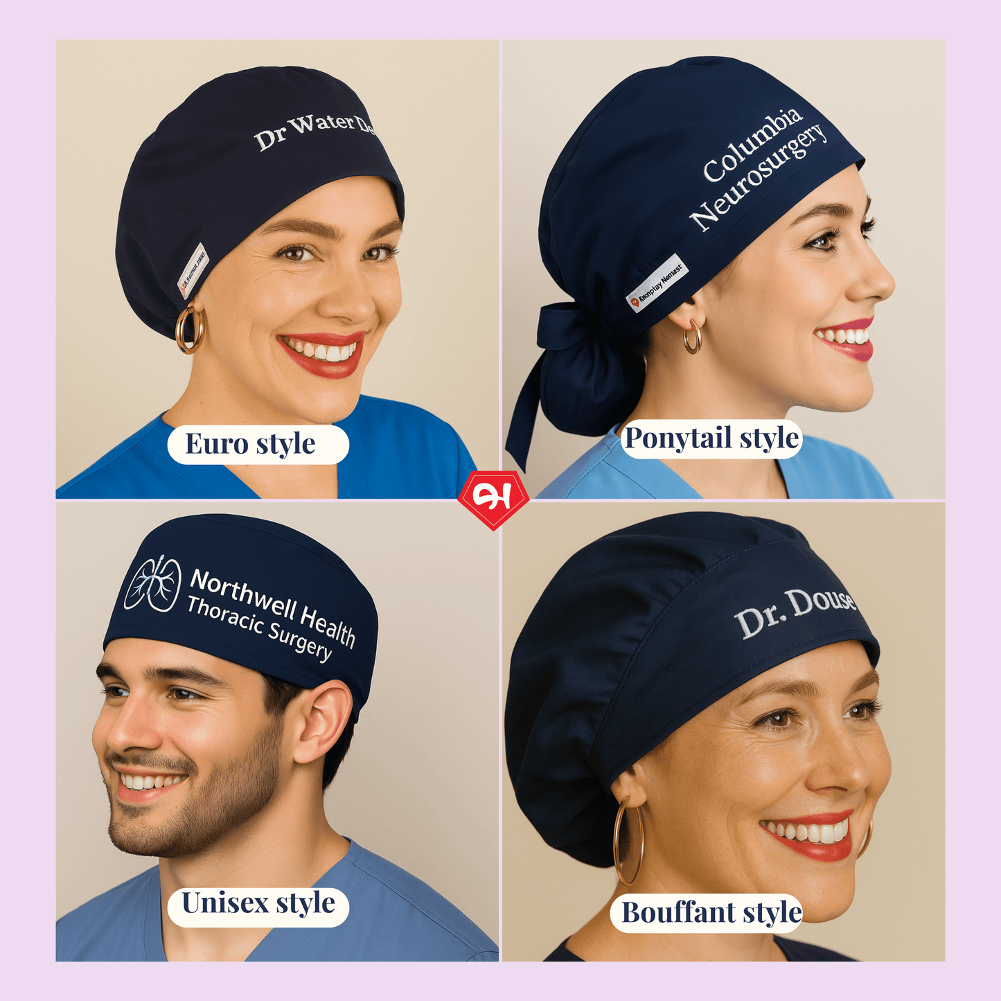 Professional Custom Scrub Caps for Your Team Personalized with Logo, Names & Specialties — Fast & Easy Ordering - [scrub_hat]-[scrub_cap_for_women]-[surgical_cap]