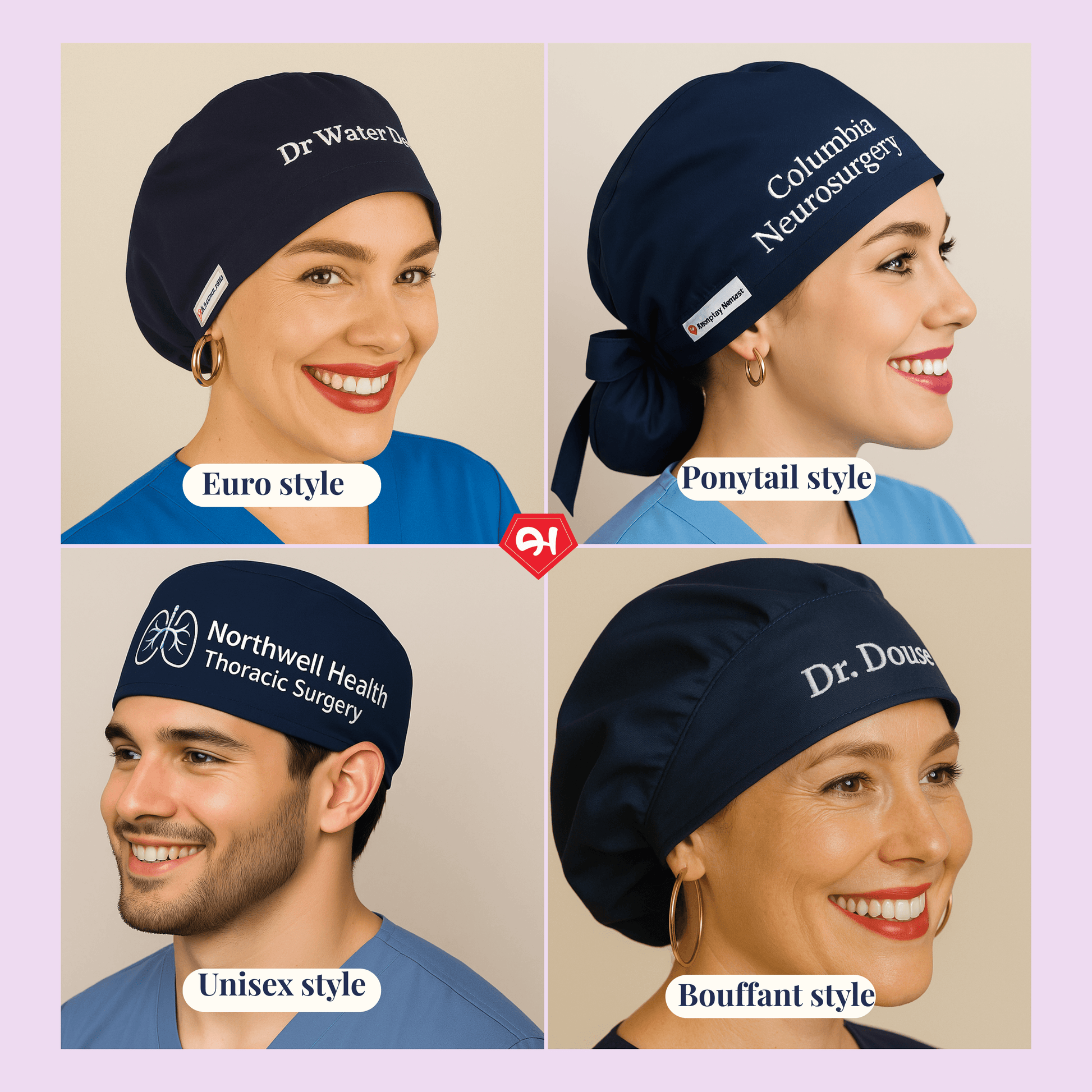 Professional Custom Scrub Caps for Your Team Personalized with Logo, Names & Specialties — Fast & Easy Ordering - [scrub_hat]-[scrub_cap_for_women]-[surgical_cap]