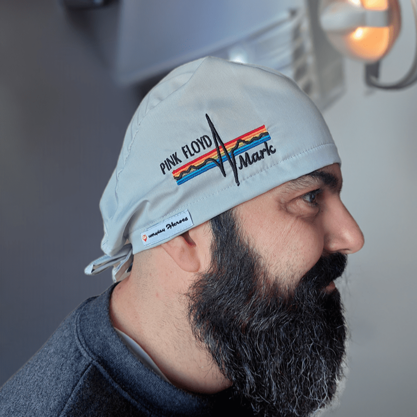 Scrub Cap Men's Pink Floyd Surgical Cap Custom Nickname Personalization Gift For Doctors Hats Dental Hair Cover Fun Satin Lined Cap Buttons