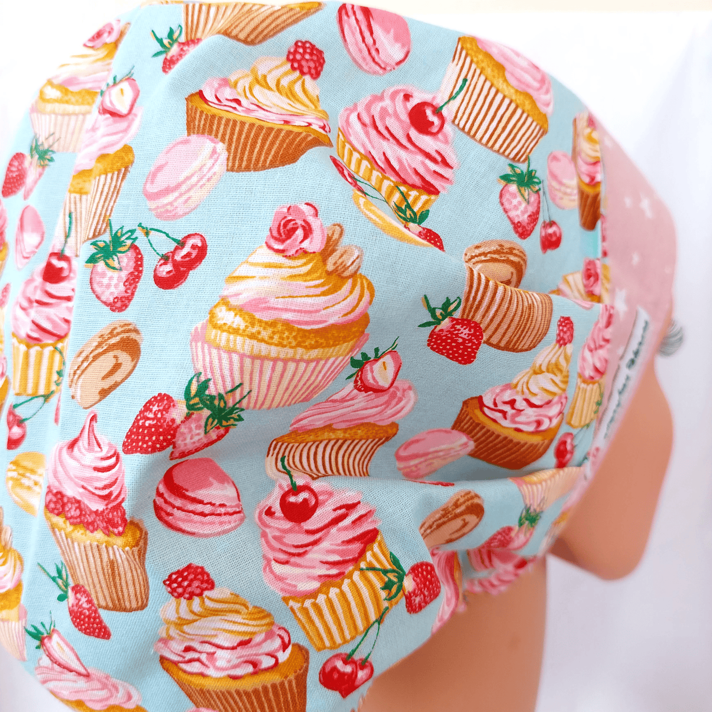 Scrub Hat Bouffant, Pastry Hat with Cupcakes