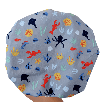 Scrub Caps SeaWorld, Scrub Hat Bouffant with Fishes