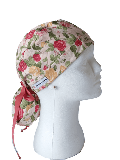 Surgical Scrub Cap Ponytail Flowers - [scrub_hat]-[scrub_cap_for_women]-[surgical_cap]