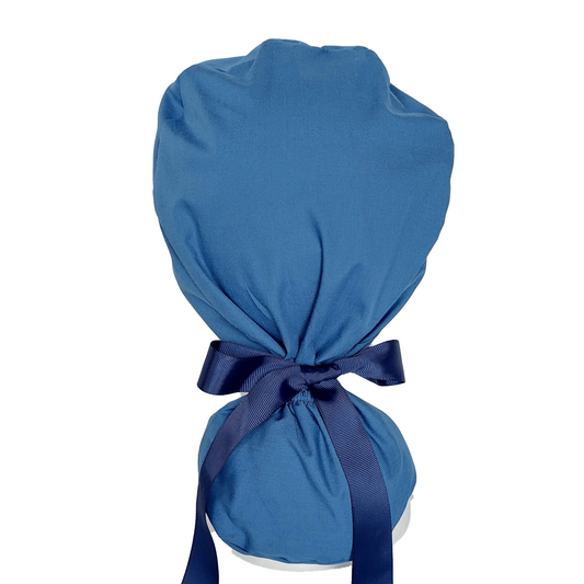 Ponytail Scrub Cap -  Surgical Cap Solid Blue Sea - [scrub_hat]-[scrub_cap_for_women]-[surgical_cap]