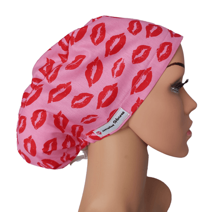 Scrub Cap -Surgical Cap Pink Kiss - [scrub_hat]-[scrub_cap_for_women]-[surgical_cap]