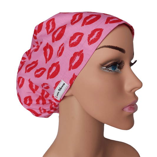Scrub Cap -Surgical Cap Pink Kiss - [scrub_hat]-[scrub_cap_for_women]-[surgical_cap]