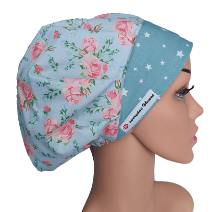 Scrub cap bouffant floral - [scrub_hat]-[scrub_cap_for_women]-[surgical_cap]