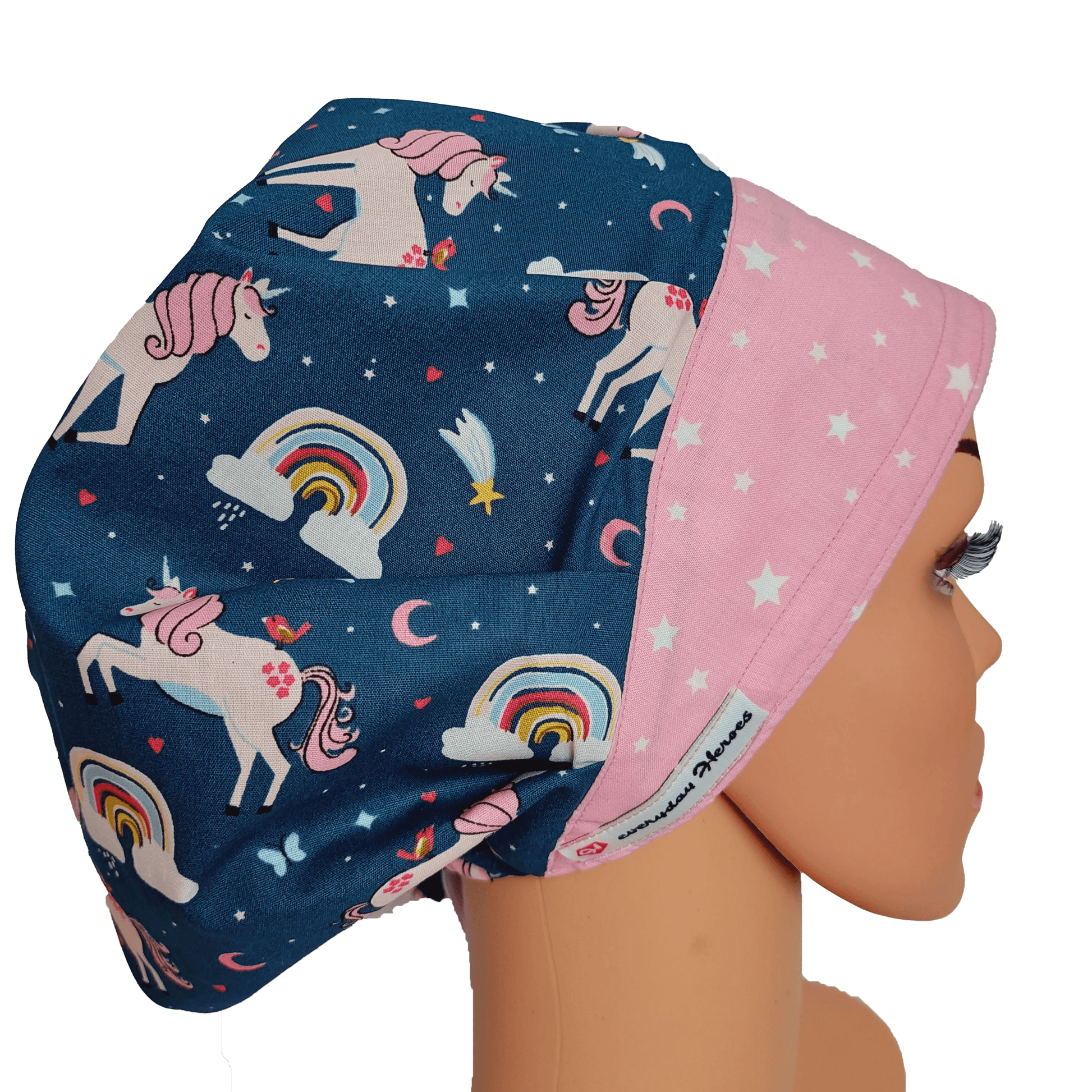 Surgical Scrub Cap Bouffant with Pink Unicorns - [scrub_hat]-[scrub_cap_for_women]-[surgical_cap]