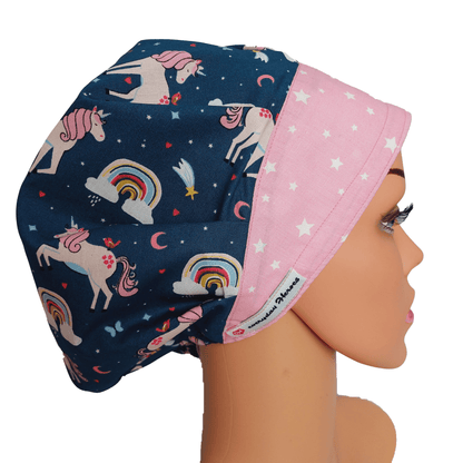Surgical Scrub Cap Bouffant with Pink Unicorns - [scrub_hat]-[scrub_cap_for_women]-[surgical_cap]