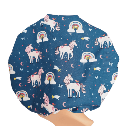 Surgical Scrub Cap Bouffant with Pink Unicorns - [scrub_hat]-[scrub_cap_for_women]-[surgical_cap]