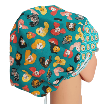 Surgical Scrub Cap Bouffant Faces - [scrub_hat]-[scrub_cap_for_women]-[surgical_cap]