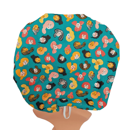 Surgical Scrub Cap Bouffant Faces - [scrub_hat]-[scrub_cap_for_women]-[surgical_cap]