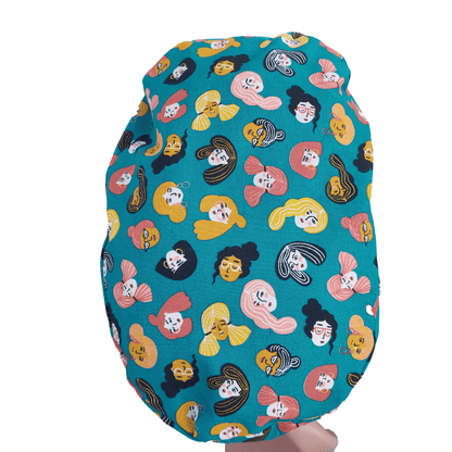 Woman Scrub Hat Fun Colorful Faces - [scrub_hat]-[scrub_cap_for_women]-[surgical_cap]