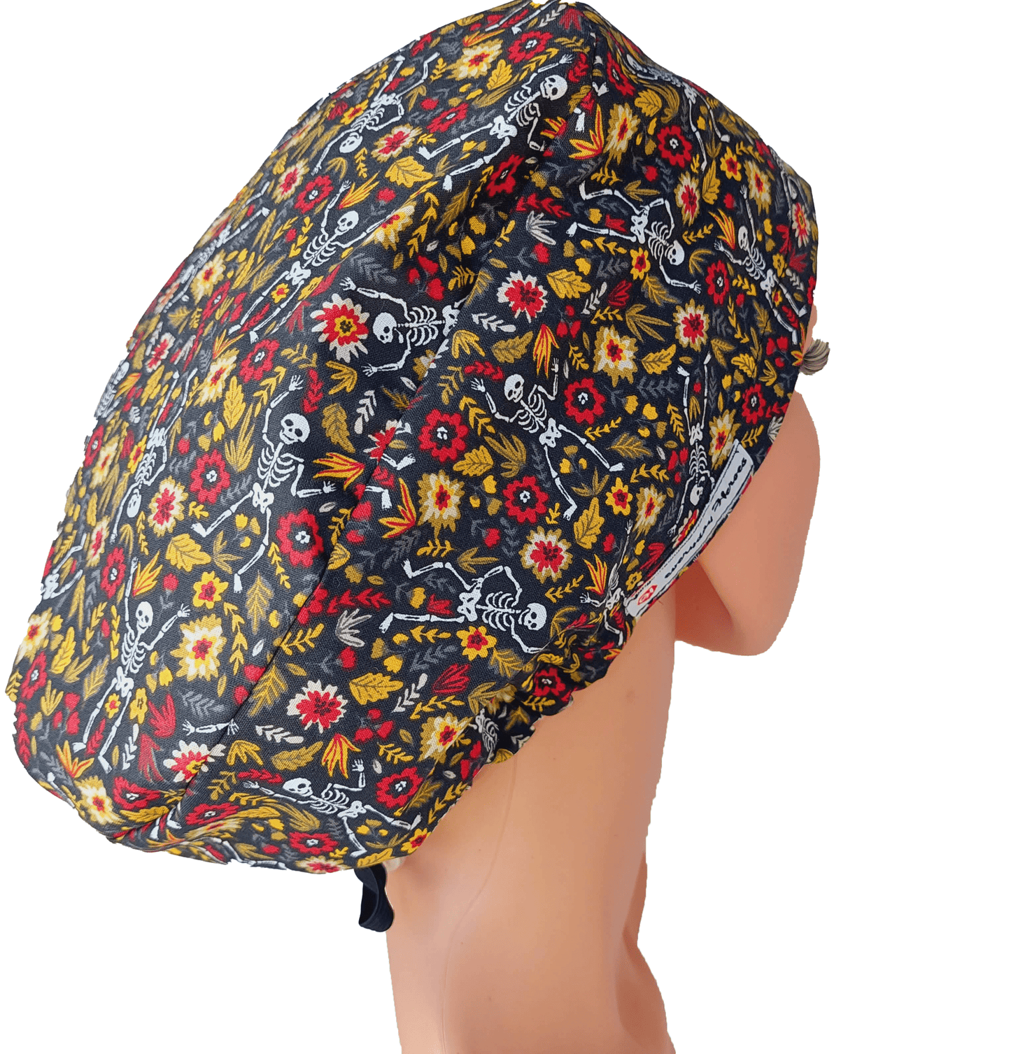 Scrub Cap -Surgical Cap Dancing Skeletons in Flowers - [scrub_hat]-[scrub_cap_for_women]-[surgical_cap]