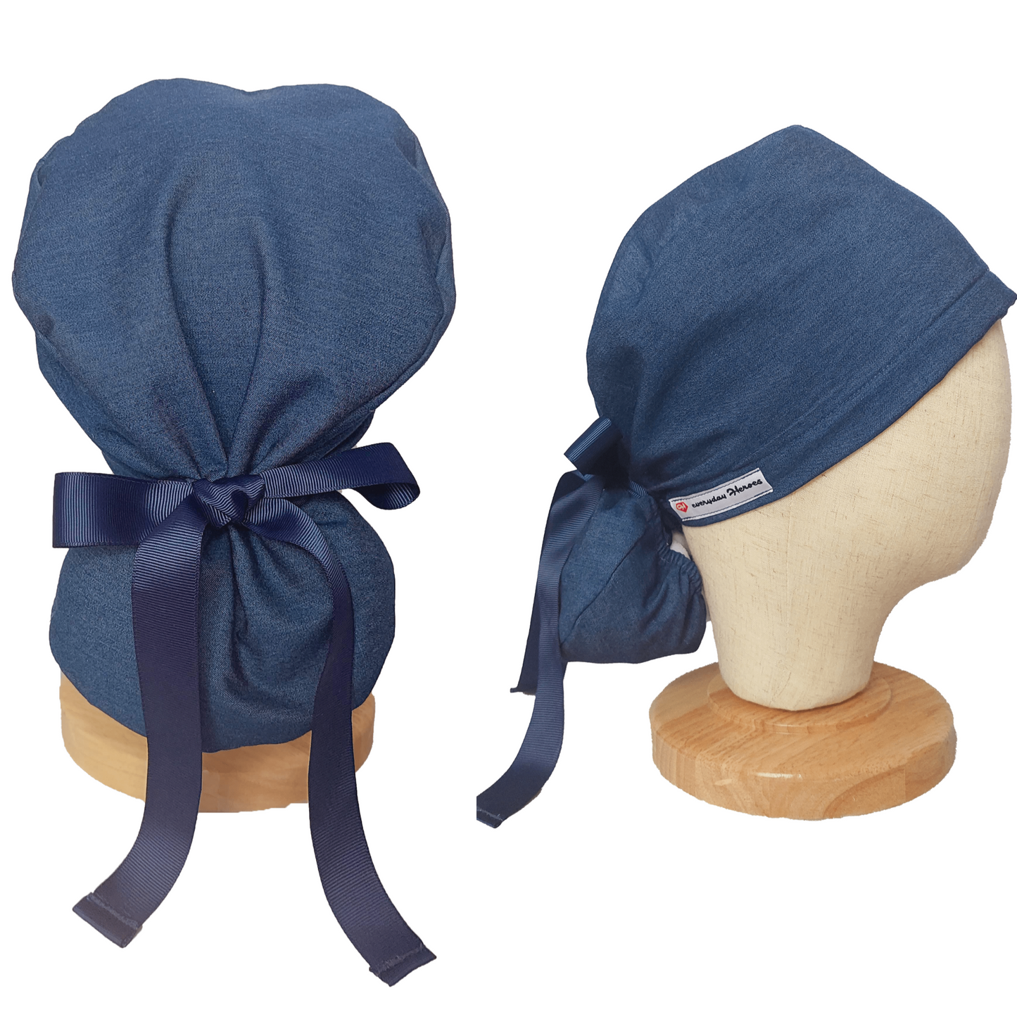 Ponytail Scrub Cap -  Surgical Cap Denim Blue - [scrub_hat]-[scrub_cap_for_women]-[surgical_cap]