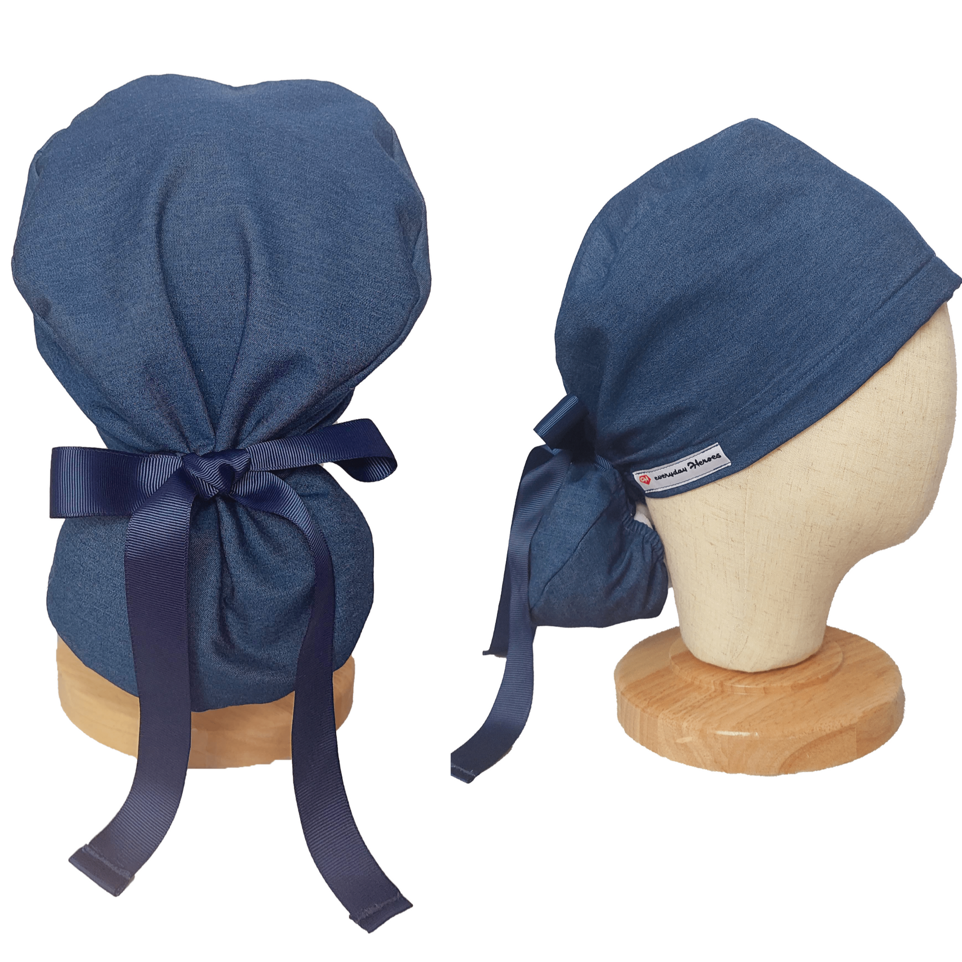 Ponytail Scrub Cap -  Surgical Cap Denim Blue - [scrub_hat]-[scrub_cap_for_women]-[surgical_cap]