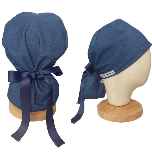 Ponytail Scrub Cap -  Surgical Cap Denim Blue - [scrub_hat]-[scrub_cap_for_women]-[surgical_cap]